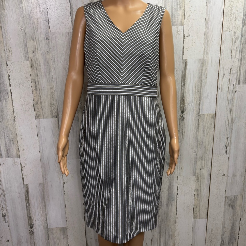 Black Label by‎ Evan Picone Striped Sheath Midi Dress
